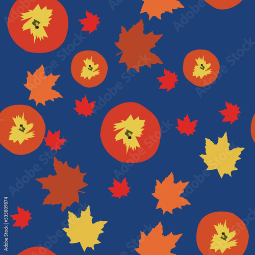 Maple leaf and apple pattern for the autumn - seamless pattern 