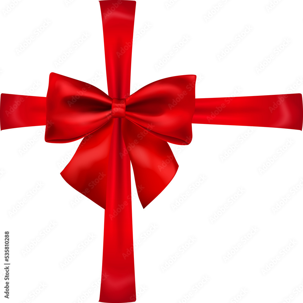 Beautiful red bow with crosswise ribbons Beautiful red bow with crosswise ribbons