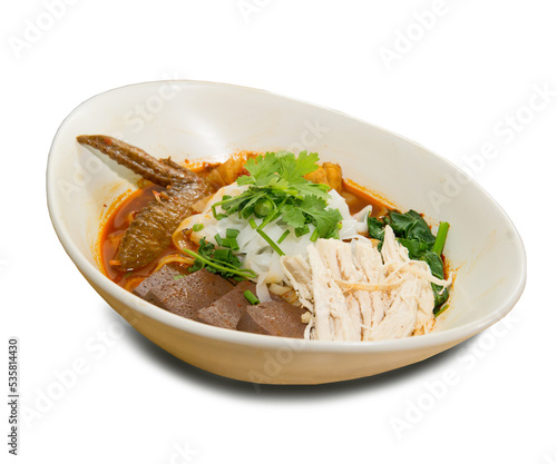  rice noodles with spicy pork sauce, Thai food