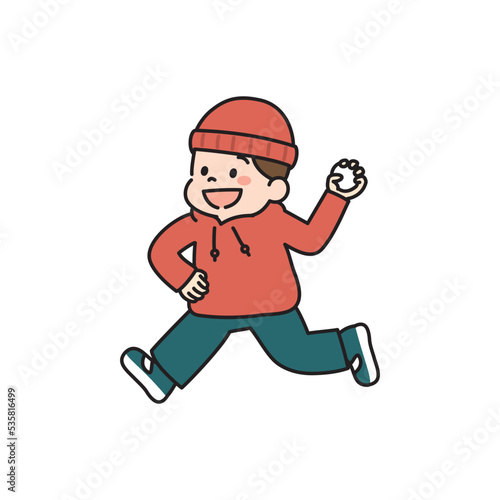 雪合戦をする男の子のイラスト