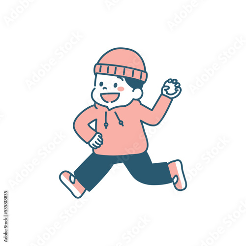 冬　雪合戦　男の子　イラスト　シンプル