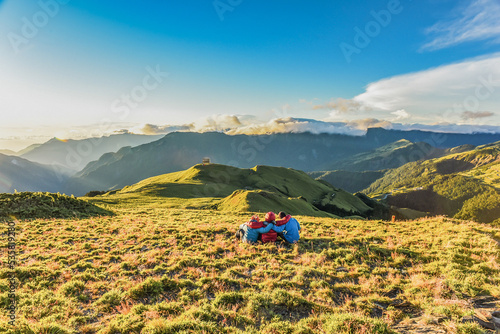 Landscape View Of Hehuanshan and Qilai Mountains On The Trail To North And Weat Peak of Hehuan Mountain, Taroko National Park, Taiwan photo