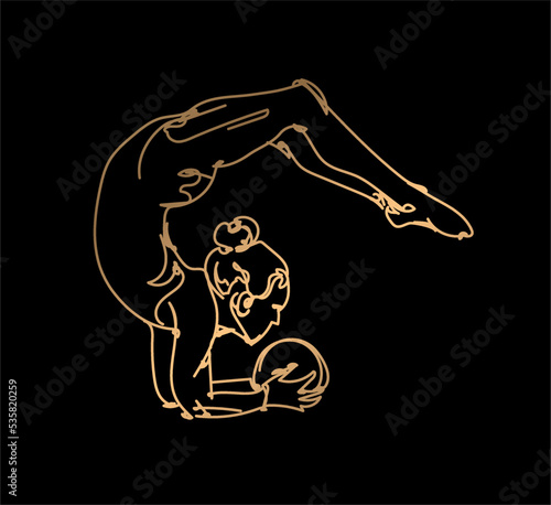 vector illustration of a gymnast with a ball