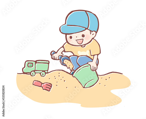 砂場で遊ぶ子どものイラスト photo