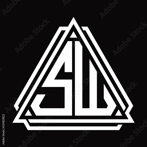SW Logo letter monogram with triangle shape design template