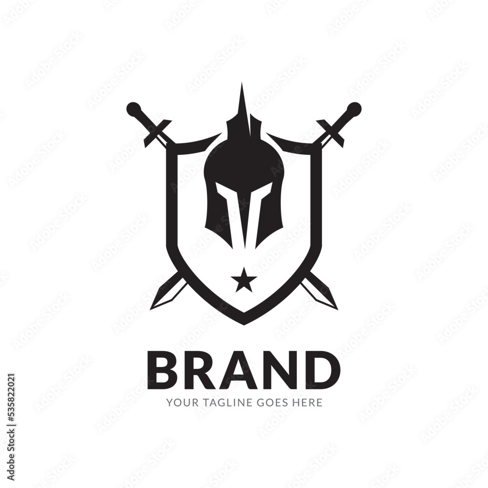 spartan knight helmet logo design.