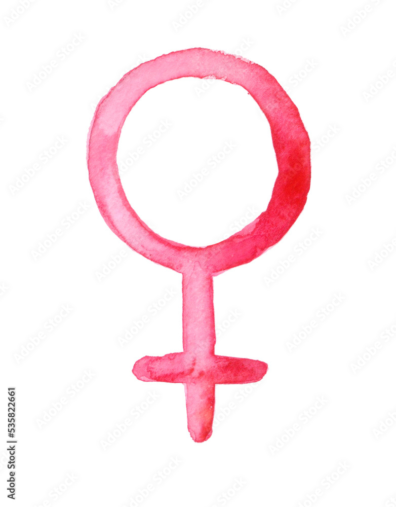 Watercolor female symbol. Female sign isolated on a white background ...