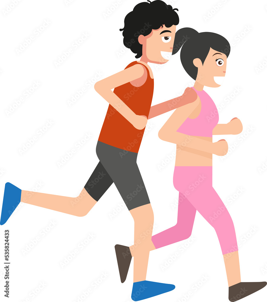 woman and man character is jogging woman and man character is jogging