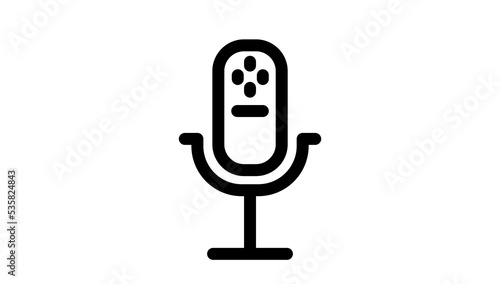 microphone line vector icon for podcast audio recording illustration