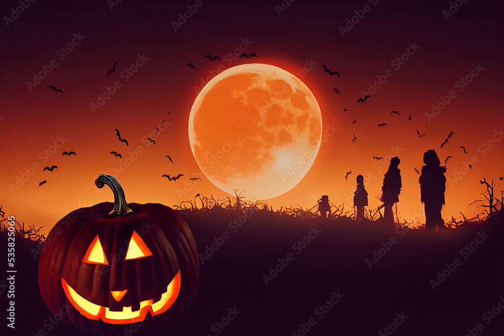 Halloween jack-o-lantern decoration background Abstract AI gen