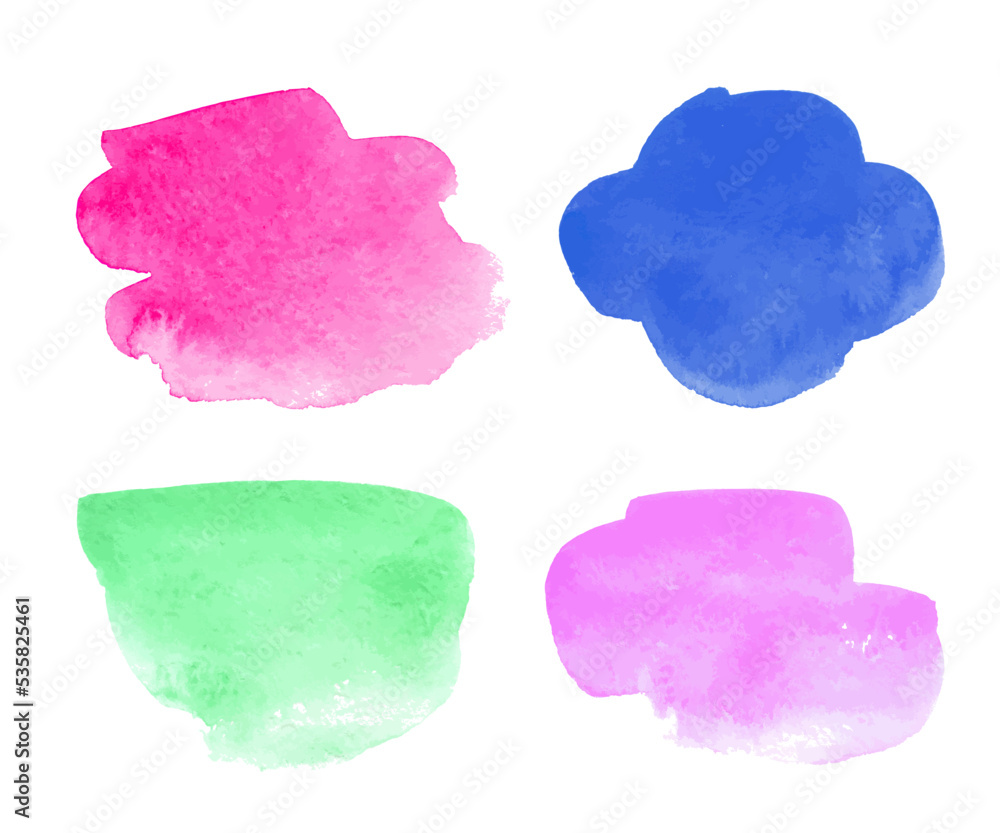 Hand drawn watercolor colorful spots for logo or text. Vector watercolor set	