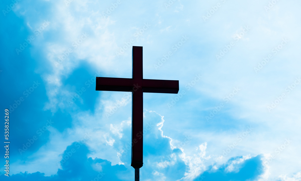 A cross under the blue sky