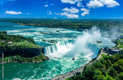 Aerial View of Canadian Falls Niagara Falls from Ontario Canada
