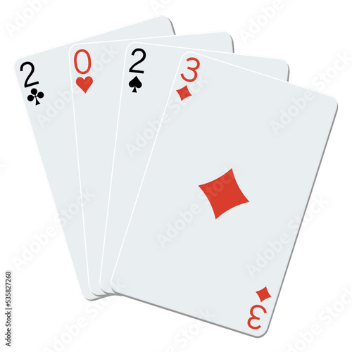 2023 playing cards on a white background