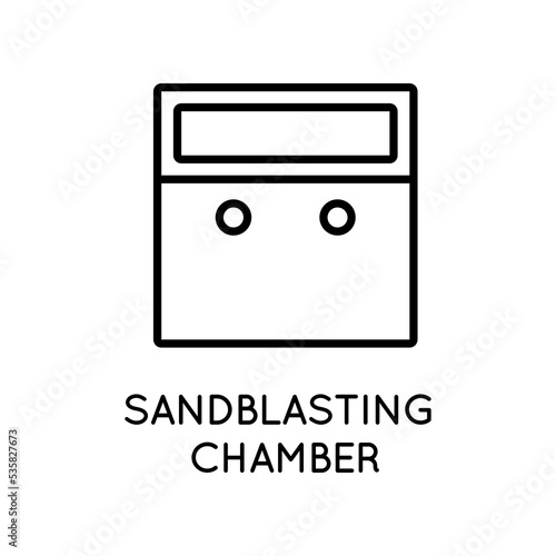 Sandblasting chamber icon. Purification, modification, processing of glass, metal, stone.