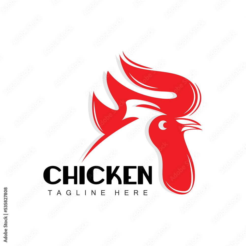 Obraz premium Grilled Chicken Barbecue Logo Design,Chicken Head Vector, Company Brand