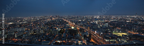 大阪市、上町台地の夜景
