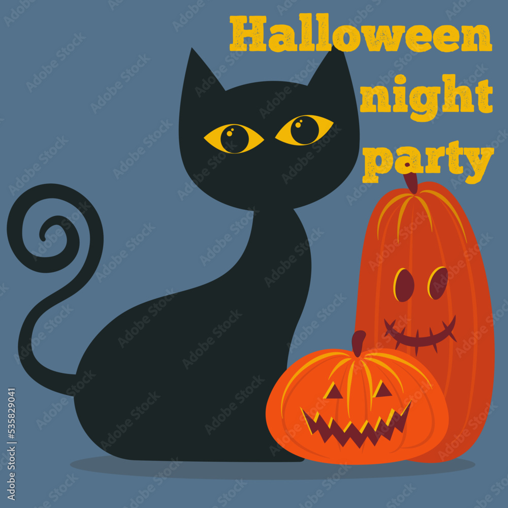Happy Halloween night party invitation card design. Happy Halloween night party invitation card design.