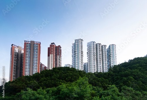 Modern apartment buildings in the city