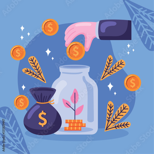 savings money in jar