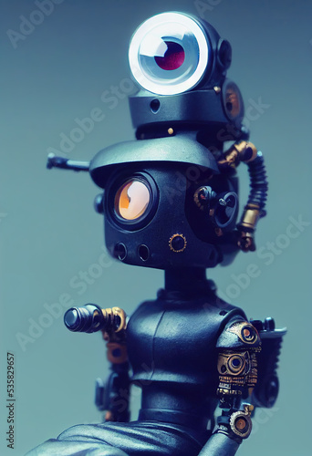 one eyed robot, futuristic, 3d render 