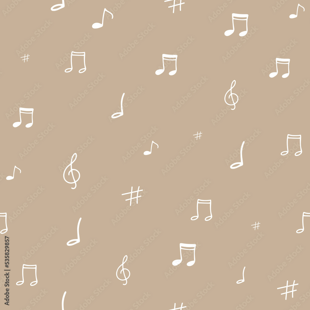 Music background with notes and symbols, white, seamless pattern, Music background with notes and symbols, white, seamless pattern,