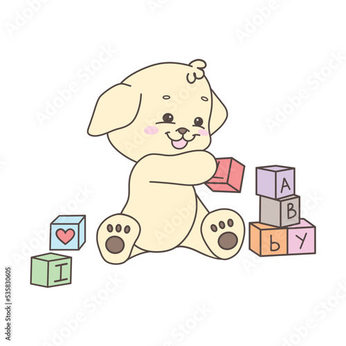Kawaii cute labrador puppy dog character vector cartoon illustration