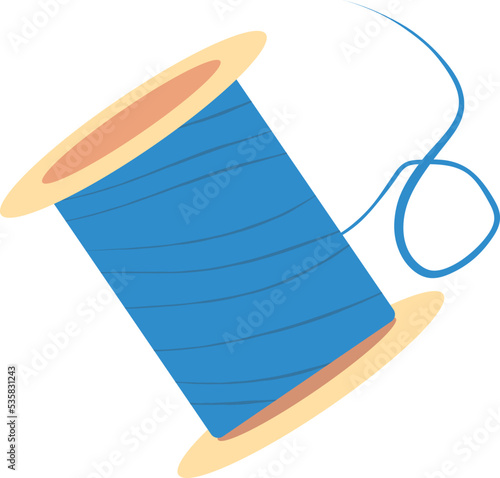 blue thread isolated flat style embroidery vector illustration