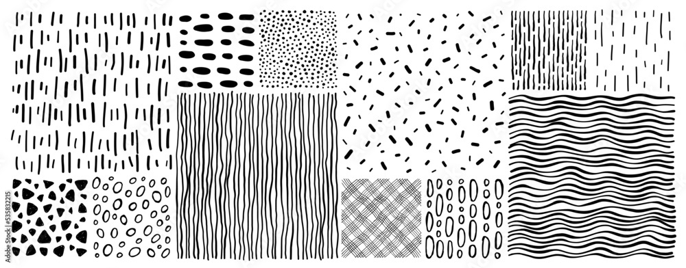 Different types of hatching, patterns vector