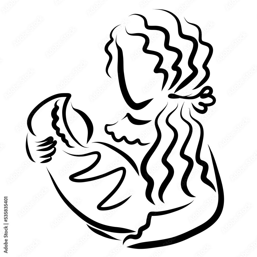 Obraz premium mother holding a newborn in her arms black and white drawing
