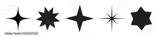 Star icon collection. Twinkling stars symbols in black design. Vector SVG illustration. Design elements. photo