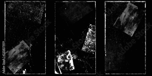 Social media covers with tiny roughen border frames and screen print textures . . grunge style . Post frame stories templates. Layout for promotion .Media banner .Vector 