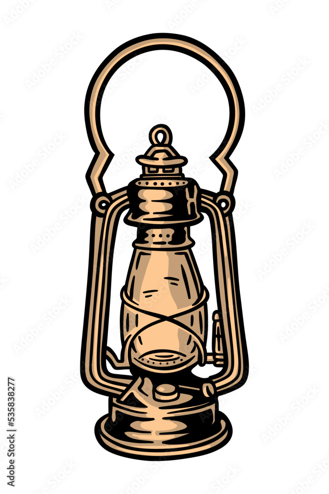 Antique kerosene lamp - vector illustration Antique kerosene lamp - vector illustration