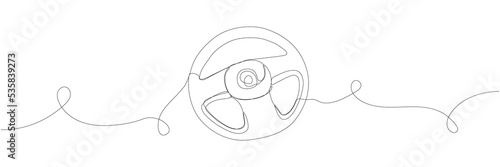 Steering wheel single line illustration. Car rudder line vector icon. Symbol, logo illustration