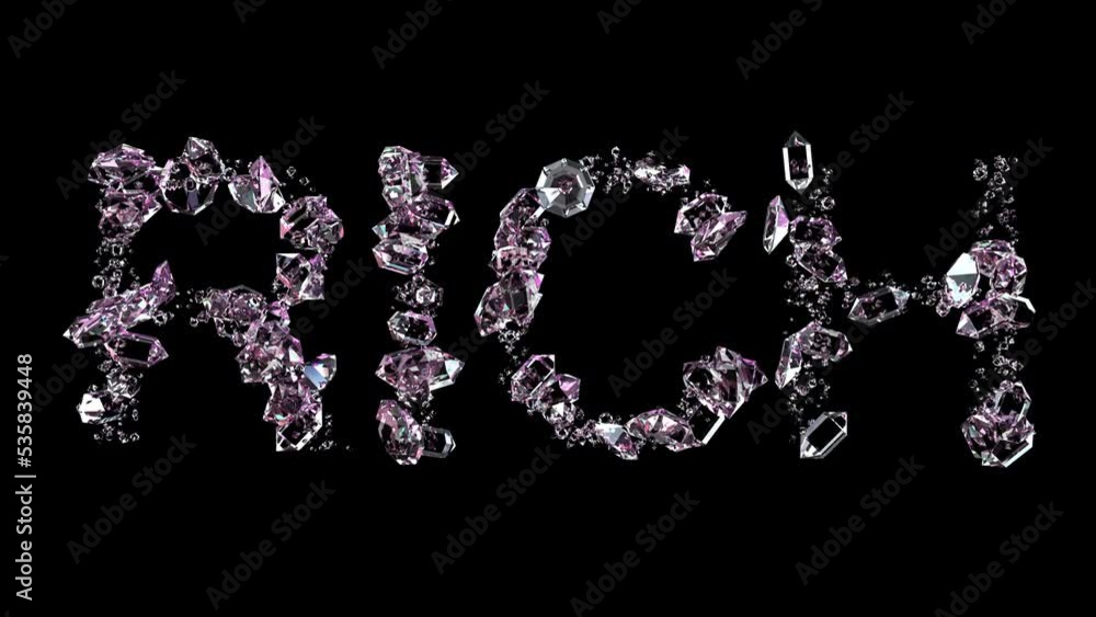 rich - text made of glowing diamonds, isolated - loop video rich - text made of glowing diamonds, isolated - loop video