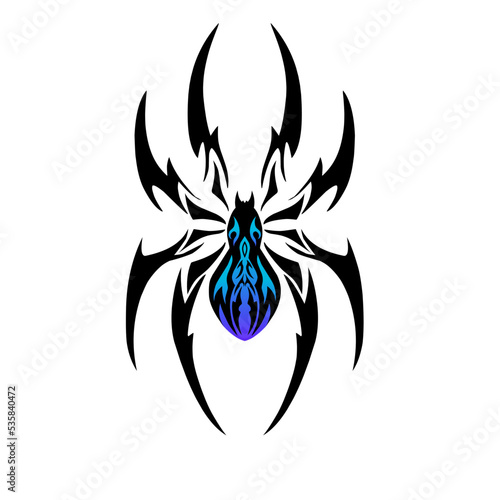 Illustration vector graphic of tribal art spider tattoo with gradient color perfect for element