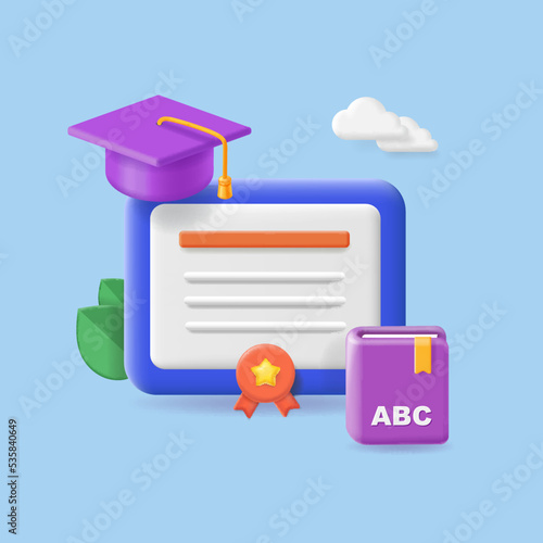 Traning award, grant, diploma and graduation cup concept. Education and learning. Vector illustration
