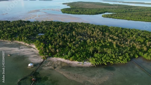 Wallpaper Mural aerial landscape of Leebong Island at sunrise with lush green forest in Belitung Indonesia Torontodigital.ca