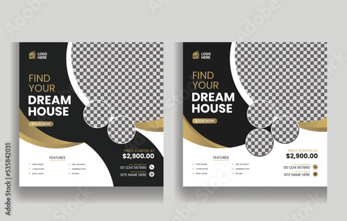 Real Estate Social Media Post Template. Real Estate or Home Sale Social Media Promotion