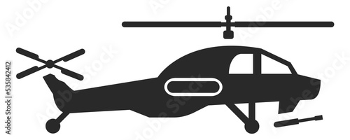 Helicopter icon. Military rotor aircraft. Air force transport