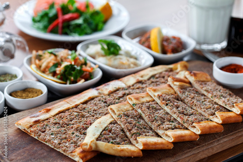 Photos Pita with minced meat, an oven pita with minced meat prepared in accordance with Turkish tastes