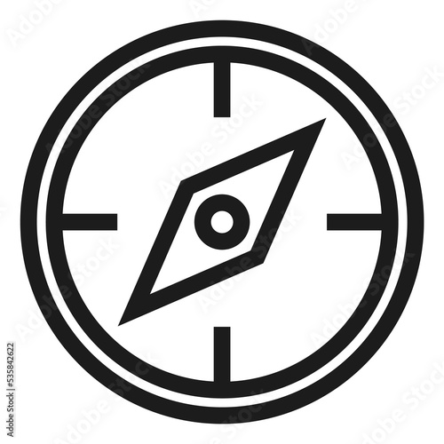 Compass icon. Direction pointer. Tourist equipment. Nautical device