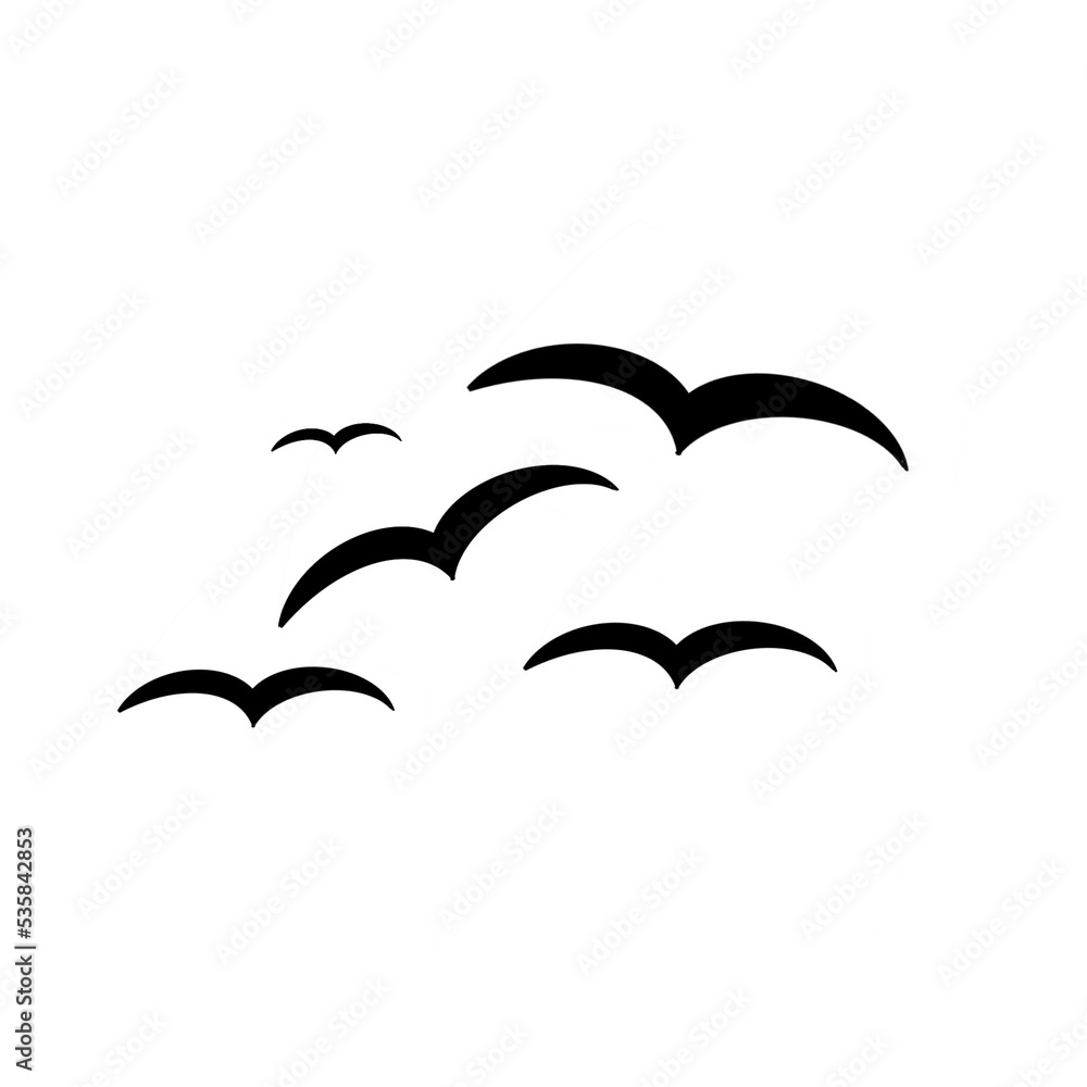 Silhouette Black Fly or Move Birds Set Decoration Element Nature Style. Vector illustration Silhouette Black Fly or Move Birds Set Decoration Element Nature Style. Vector illustration