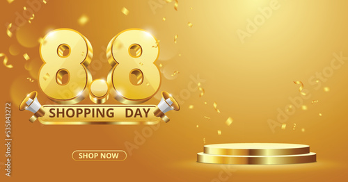8.8 Sale  banner with Thunder sales banner template design for social media and website.