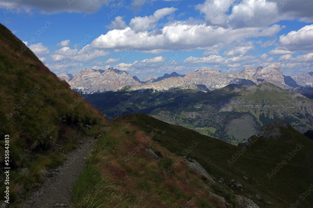 View from Padon mountain range, Dolomites, Italy