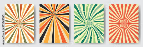 Set of retro banners 60s, 70s, 80s. Sunburst vintage stripes. Cover. A painting for the wall. Vector illustration