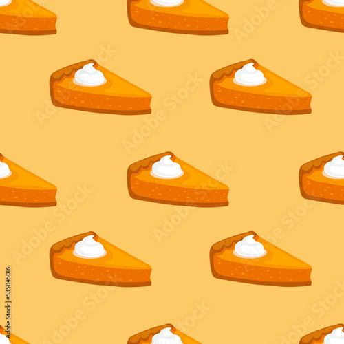 Pumpkin pie with cream seamless pattern