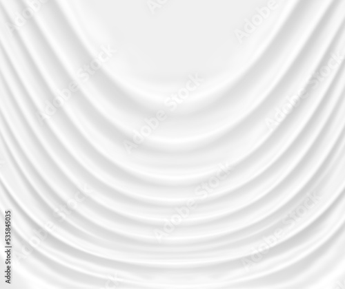 Curtain white wave with soft shadow and blur. fabric wavy elegant.  rippled soft satin pattern. abstract background on isolated.