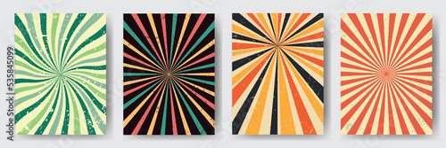 Set of retro banners 60s, 70s, 80s. Sunburst vintage stripes. Cover. A painting for the wall. Vector illustration
