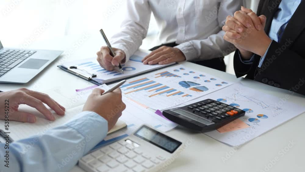 Group of young business people work together in office. Concept of presentation new idea business project. Group of young business people work together in office. Concept of presentation new idea business project.